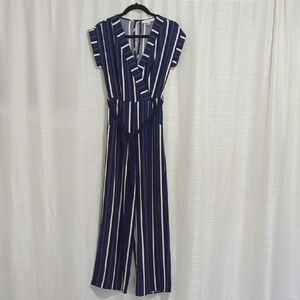 Monteau - Striped Navy Jumpsuit - Size XS